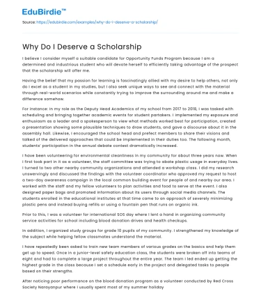 Why Do I Deserve a Scholarship