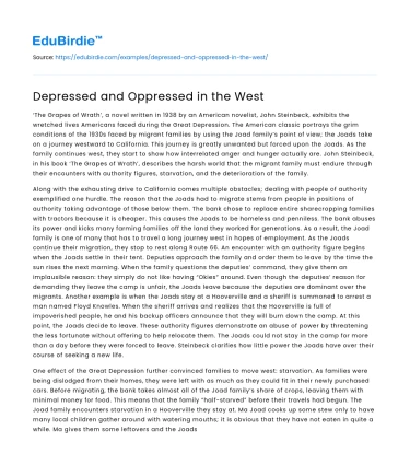 Depressed and Oppressed in the West