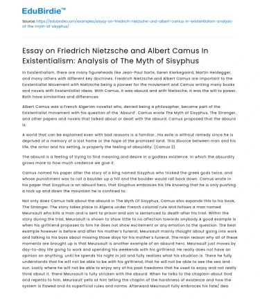 Analysis of Nietzsche and Camus in Existentialism: The Myth of Sisyphus