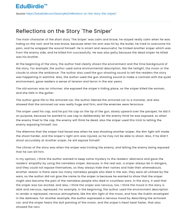 Reflections on the Story ‘The Sniper’