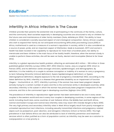 Infertility In Africa: Infection Is The Cause