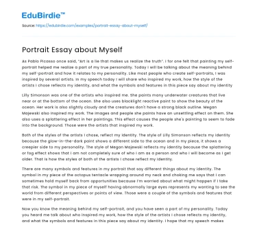Portrait Essay about Myself