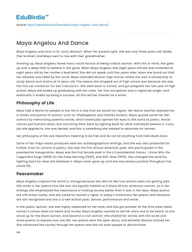 Maya Angelou And Dance