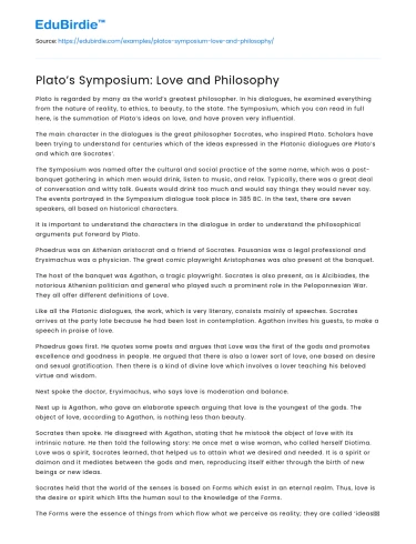 Plato’s Symposium: Love and Philosophy