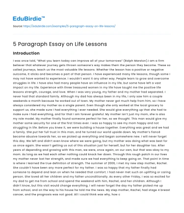 5 Paragraph Essay on Life Lessons