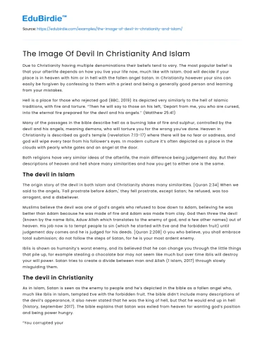 The Image Of Devil In Christianity And Islam