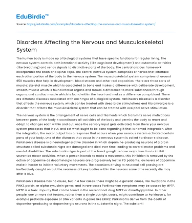 Disorders of the Nervous and Musculoskeletal Systems