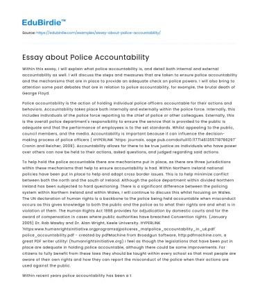 Essay about Police Accountability