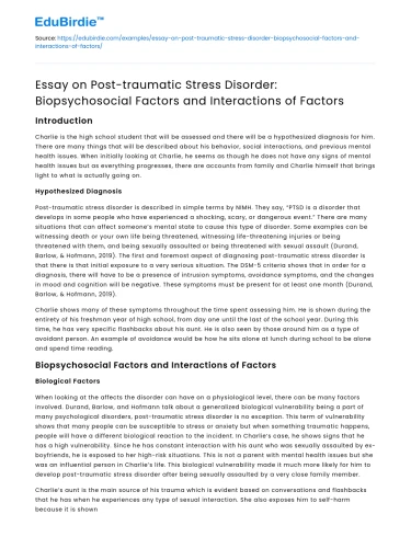 Biopsychosocial Factors in PTSD: Interactions