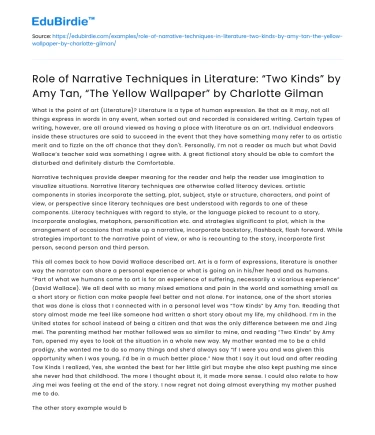 Narrative Techniques in “Two Kinds” and “The Yellow Wallpaper”