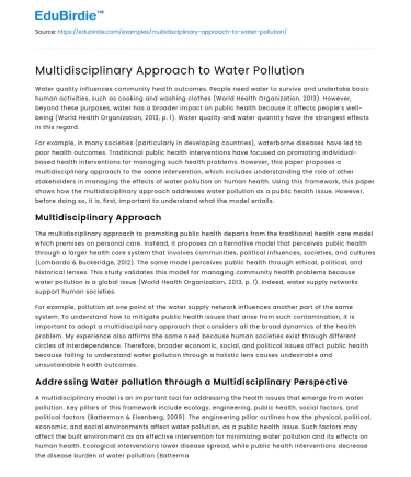 Multidisciplinary Approach to Water Pollution