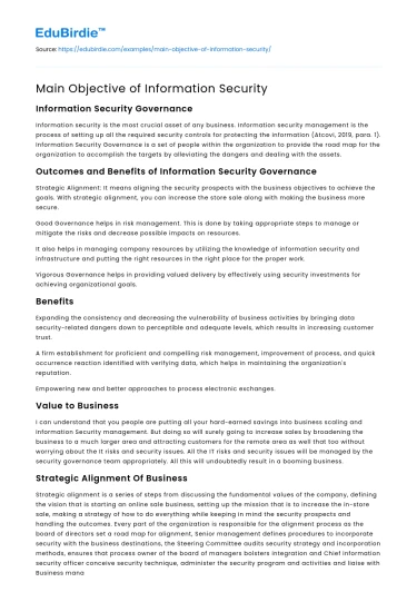 Main Objective of Information Security