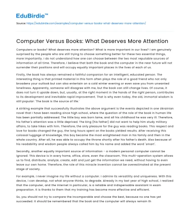 Computer Versus Books: What Deserves More Attention