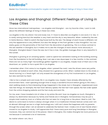 Los Angeles and Shanghai: Different Feelings of Living in These Cities