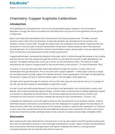 Chemistry: Copper Sulphate Calibration
