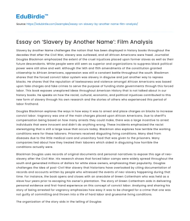 Essay on ‘Slavery by Another Name’: Film Analysis