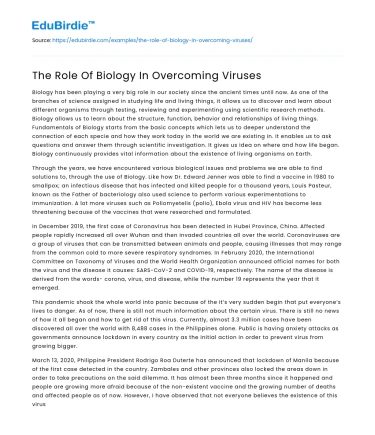 The Role Of Biology In Overcoming Viruses