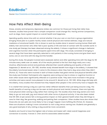 How Pets Affect Well-Being