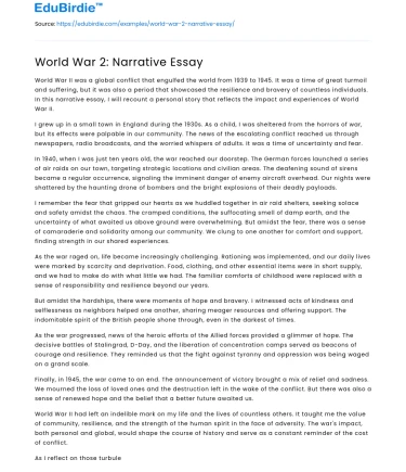 World War 2: Narrative Essay