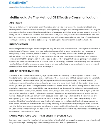 Multimedia As The Method Of Effective Communication