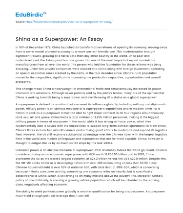 Shina as a Superpower: An Essay