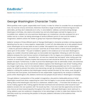 George Washington Character Traits
