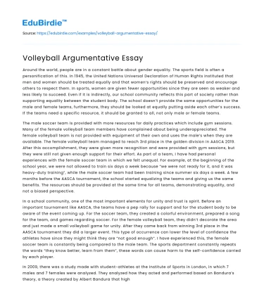 Volleyball Argumentative Essay