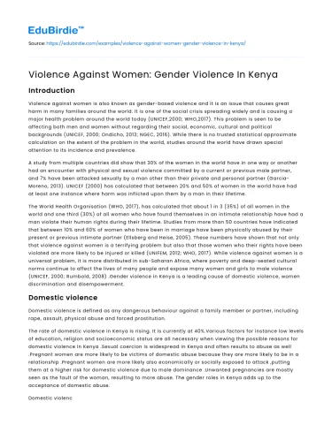 Violence Against Women: Gender Violence In Kenya