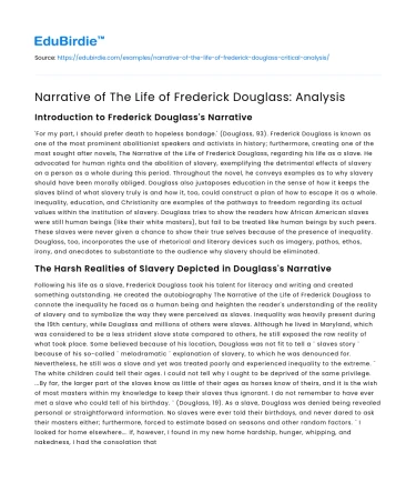 Narrative of The Life of Frederick Douglass: Analysis