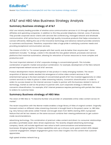 AT&T and HBO Max Business Strategy Analysis