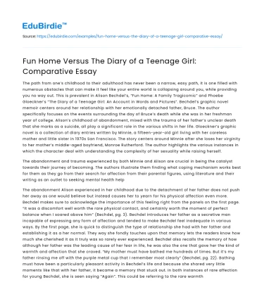 Fun Home Versus The Diary of a Teenage Girl: Comparative Essay