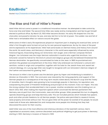 The Rise and Fall of Hitler’s Power