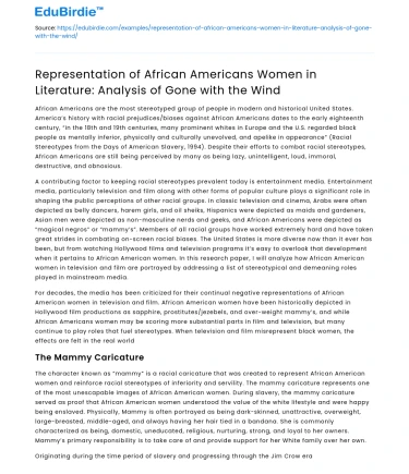 Analysis of African American Women in “Gone with the Wind”