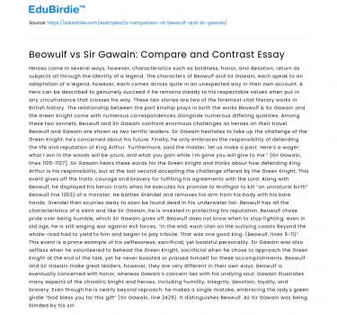 Beowulf vs Sir Gawain: Compare and Contrast Essay