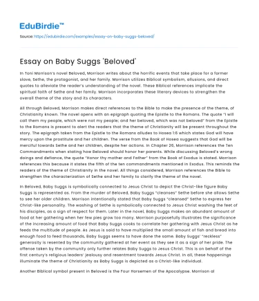Essay on Baby Suggs ‘Beloved’