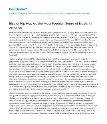Rise of Hip Hop as the Most Popular Genre of Music in America