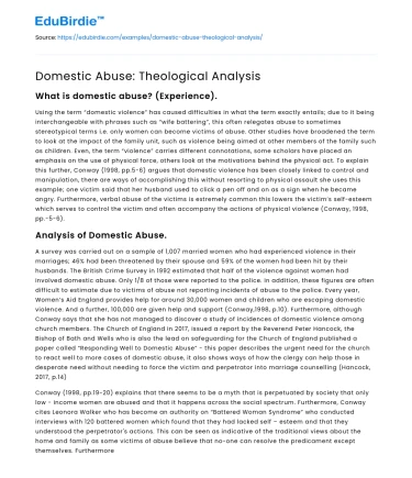 Domestic Abuse: Theological Analysis