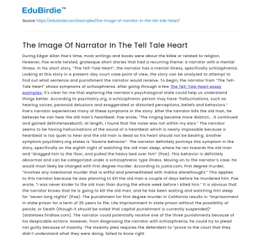 The Image Of Narrator In The Tell Tale Heart