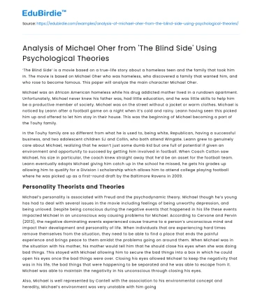 Analyzing Michael Oher in ‘The Blind Side’ with Psychological Theories