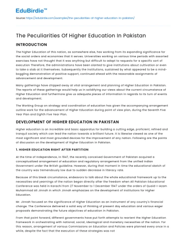 Pakistan’s Higher Education