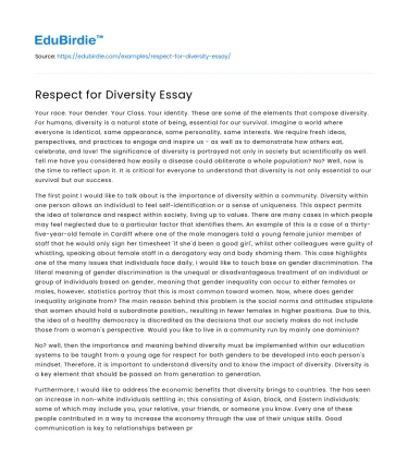 Respect for Diversity Essay