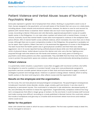 Managing Patient Aggression: Nursing in Psychiatric Wards
