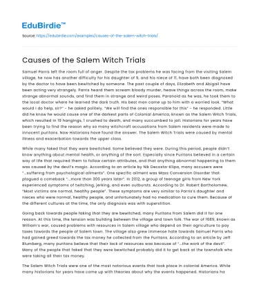 Causes of the Salem Witch Trials