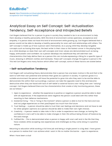 Self-Concept and Self-Actualization