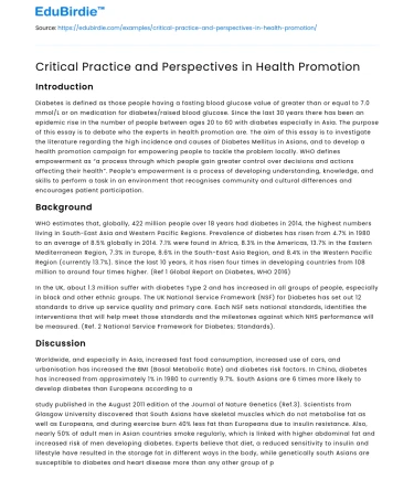Critical Practice and Perspectives in Health Promotion