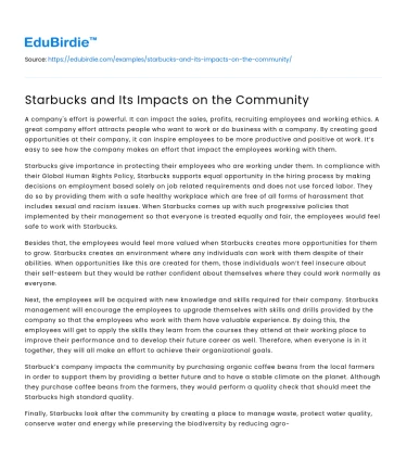 Starbucks and Its Impacts on the Community