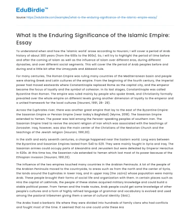 What Is the Enduring Significance of the Islamic Empire: Essay