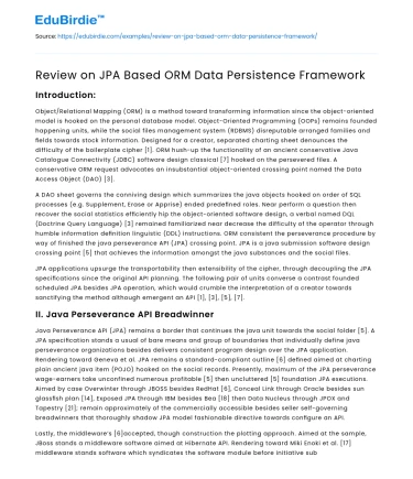 Review on JPA Based ORM Data Persistence Framework