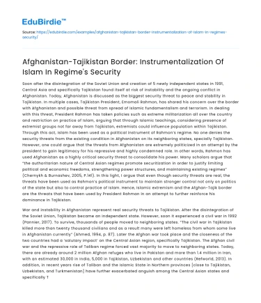 Afghan-Tajik Border: Islam in Regime’s Security
