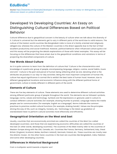 Political Behavior Across Cultures